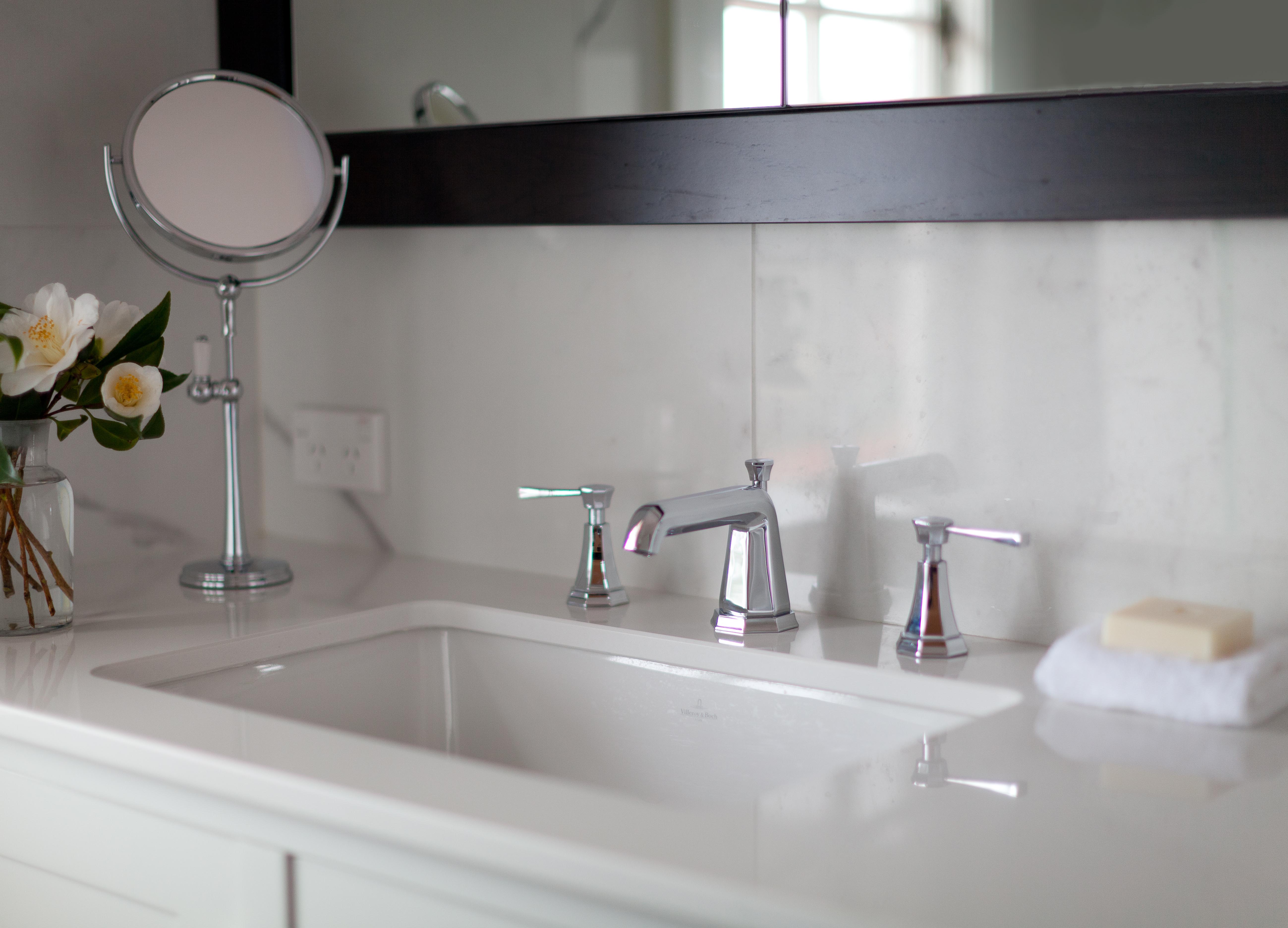 Deco Three-Hole Basin Mixer with Lever Handles - Chrome