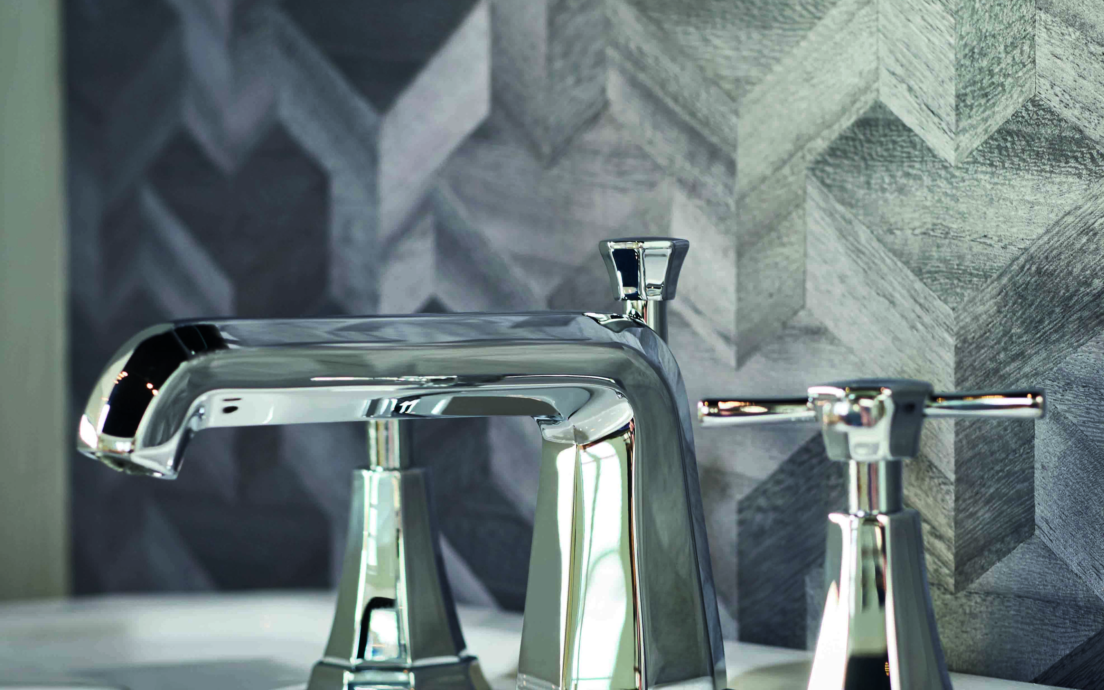 Deco Three-Hole Basin Mixer with Crosstop Handles - Chrome