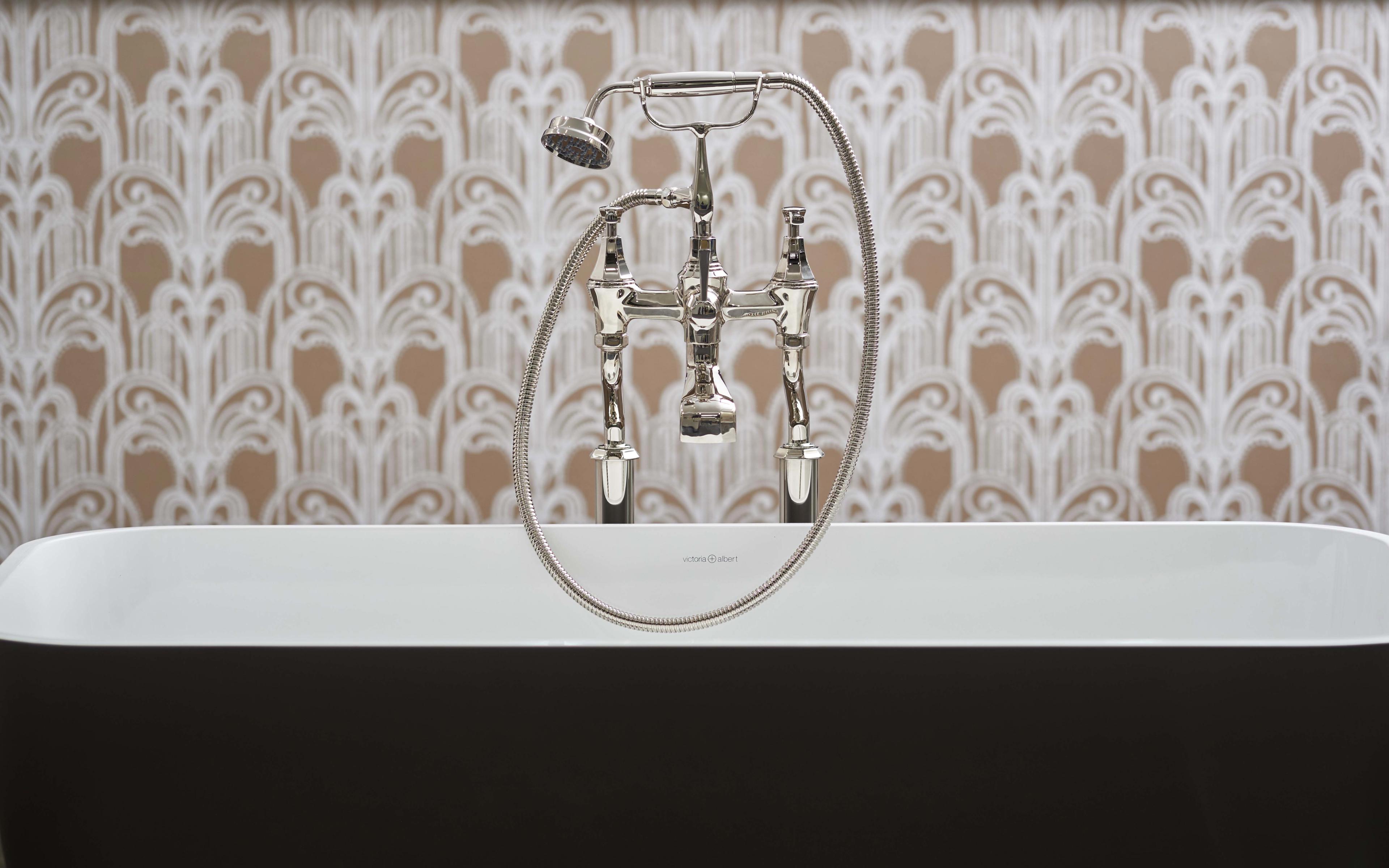 Deco Floor-Mounted Bath-Shower Mixer with Handshower - Nickel